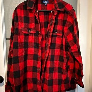Red and Black Plaid Men's Flannel Buttondown